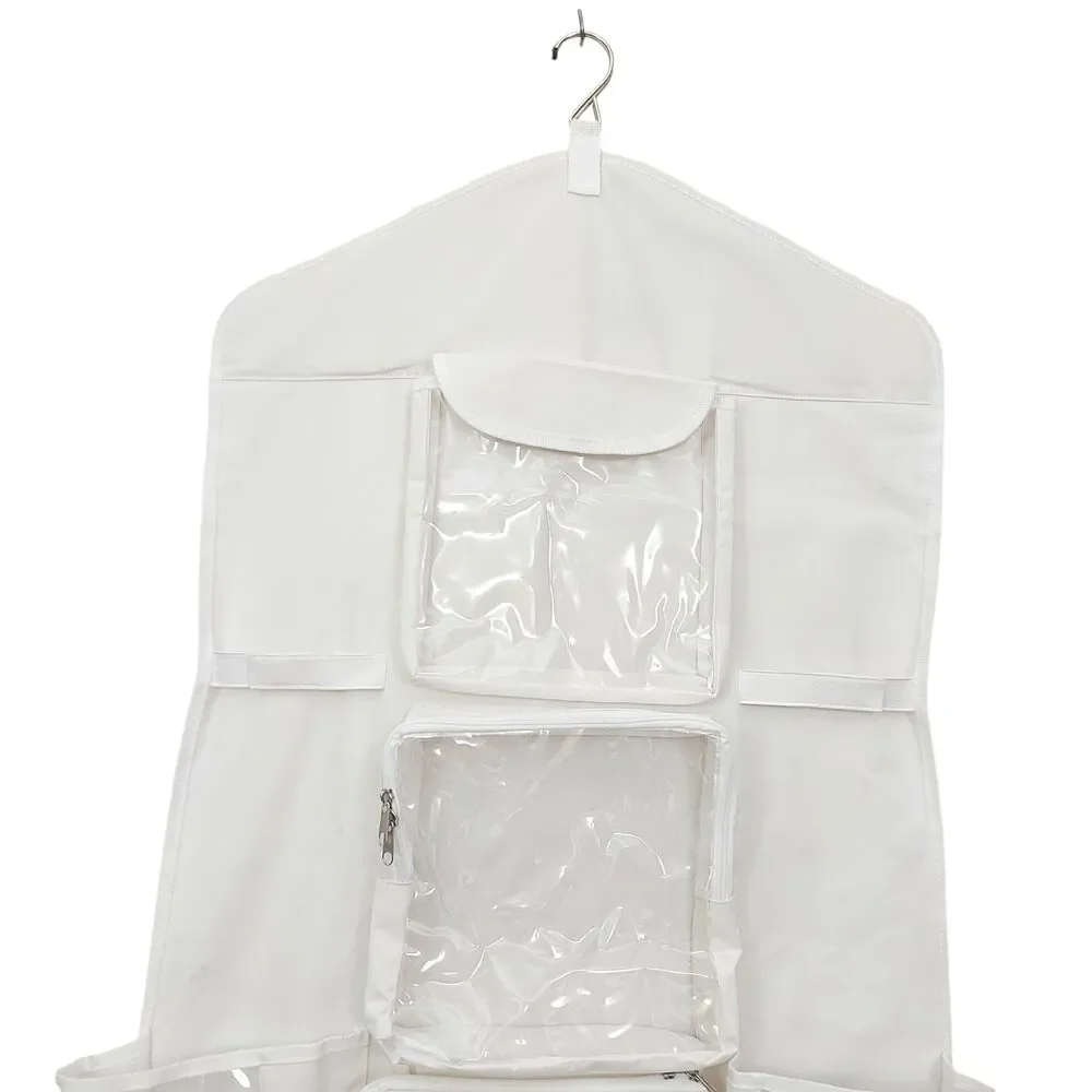 Double Sided Hanging Closet Organizer Storage Bag White 22in x 47in